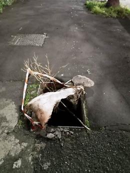 Catania: pericolosissimo tombino in via Vincenzo Giuffrida
