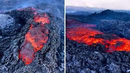 La lava avanza verso la neve: lo spettacolo naturale sulle pendici dell'Etna