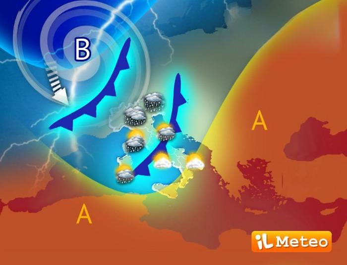 Arriva al Nord una perturbazione atlantica con piogge di forte intensità. Poi scenderà al Centro e al Sud 