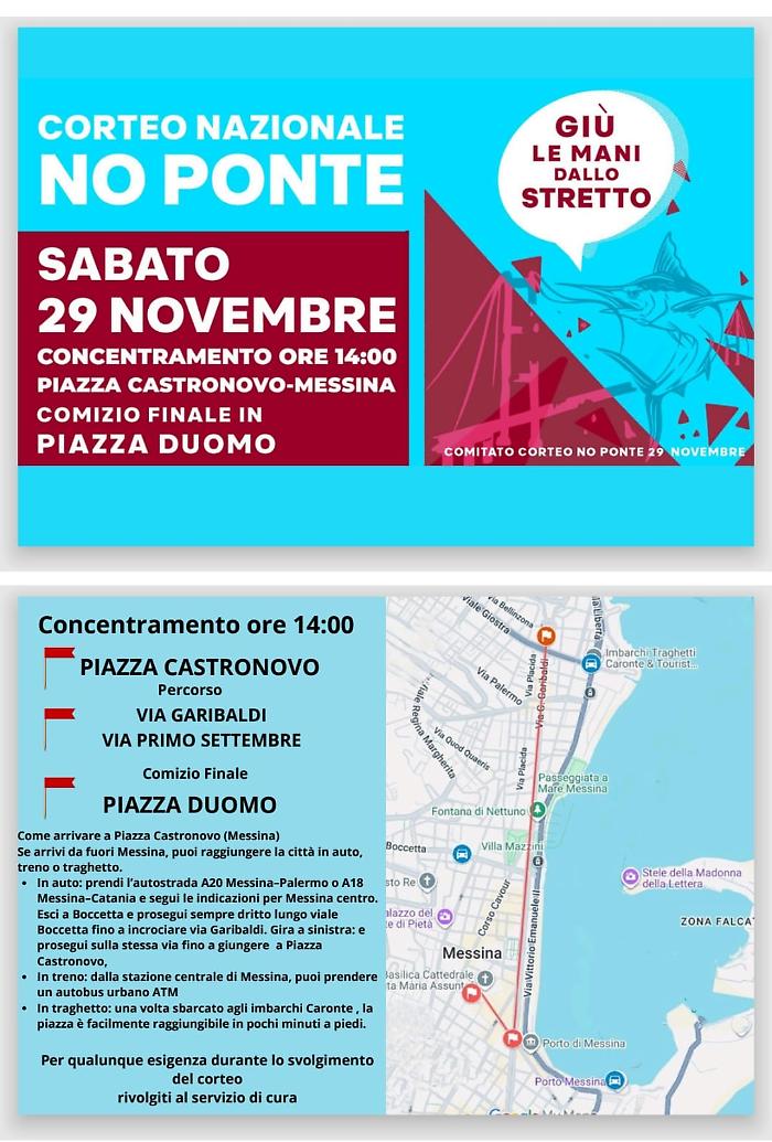 A Messina in piazza per dire no al ponte sullo Stretto: "Un'opera inutile per Sicilia, Calabria e Italia"