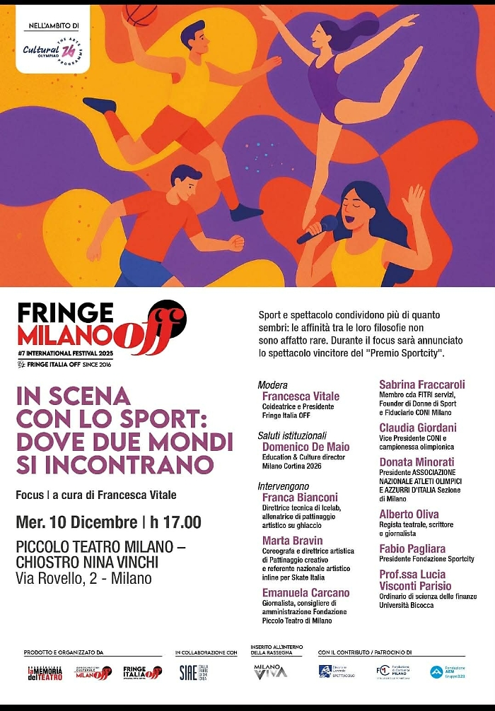 "In scena con lo sport: dove due mondi si incontrano", un focus a Milano nell'ambito di Cultural Olympiad 