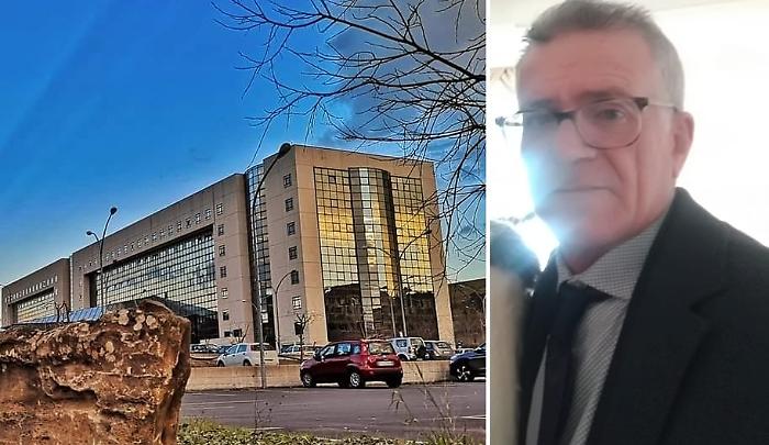 da sinistra l'ospedale di Enna Umberto I, la vittima  Tony Di Marco