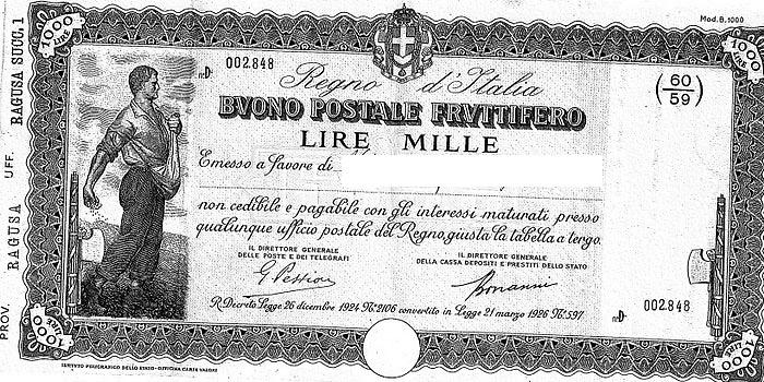 Un ragusano trova in una scatola due buoni postali da mille lire del Regno d'Italia, chiede alle Poste un rimborso da 63mila euro